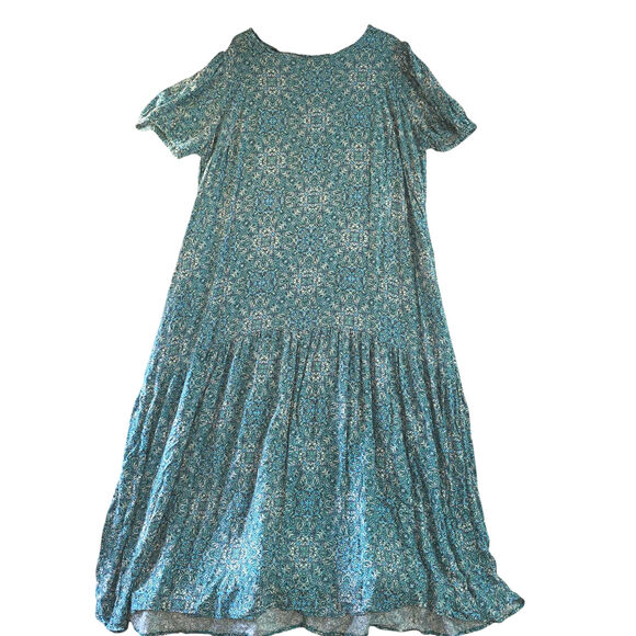 Terra & Sky Teal Floral Patterned Sundress Plus Size 2XL - Picture 1 of 6